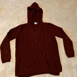 Sonoma Hooded Sweater Womens Large Brown Cable Knit Pullover Hoodie